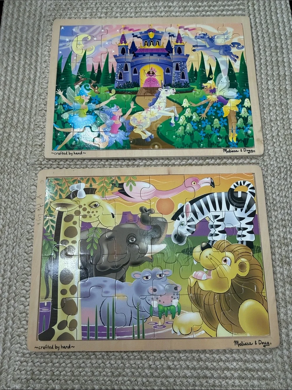 Melissa & Doug Kids Puzzle Duo – Colorful Castle & Safari Scenes